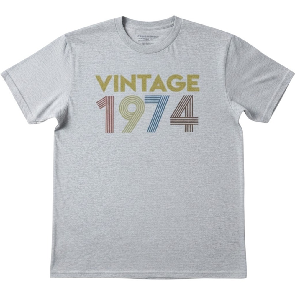 Gildan DryBlend Vintage 1974 Retro Graphic Tee Heather Gray Medium